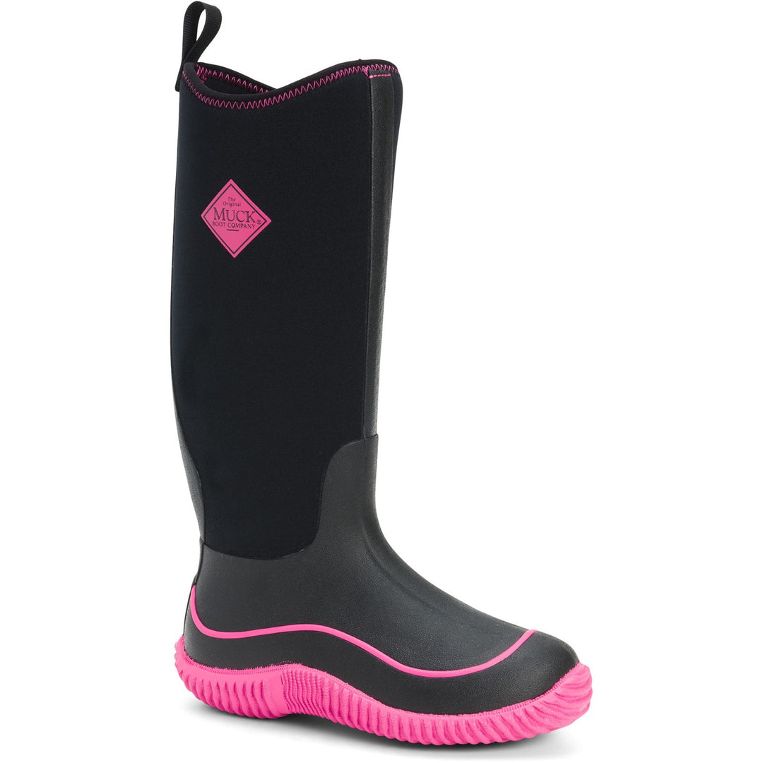 Muck Boots Hale Pull On Wellington Boot Black Pink