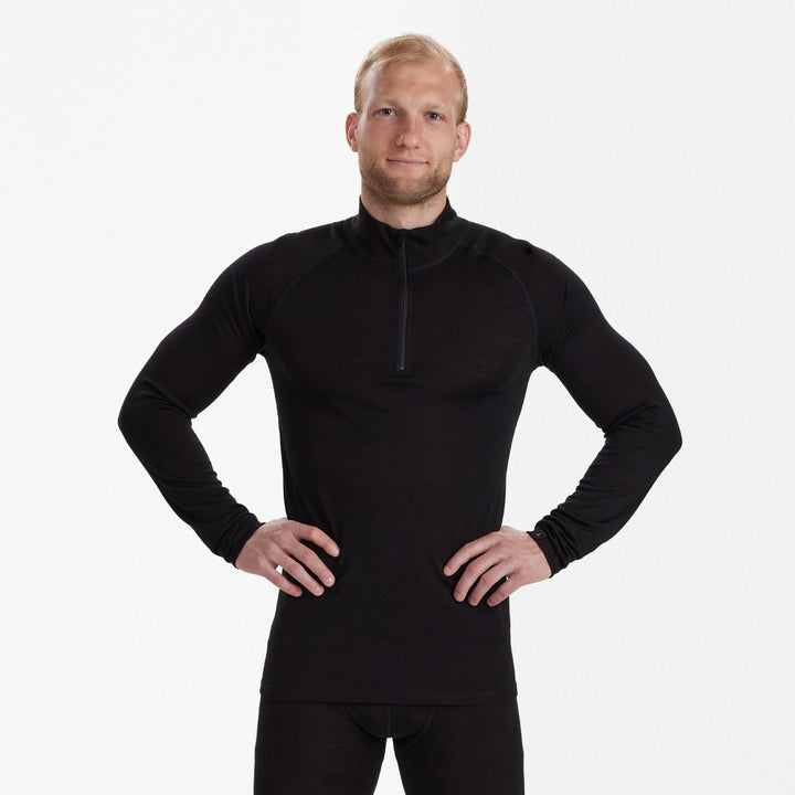 Deerhunter Quinn Merino ½-Zip Undershirt Black Oak