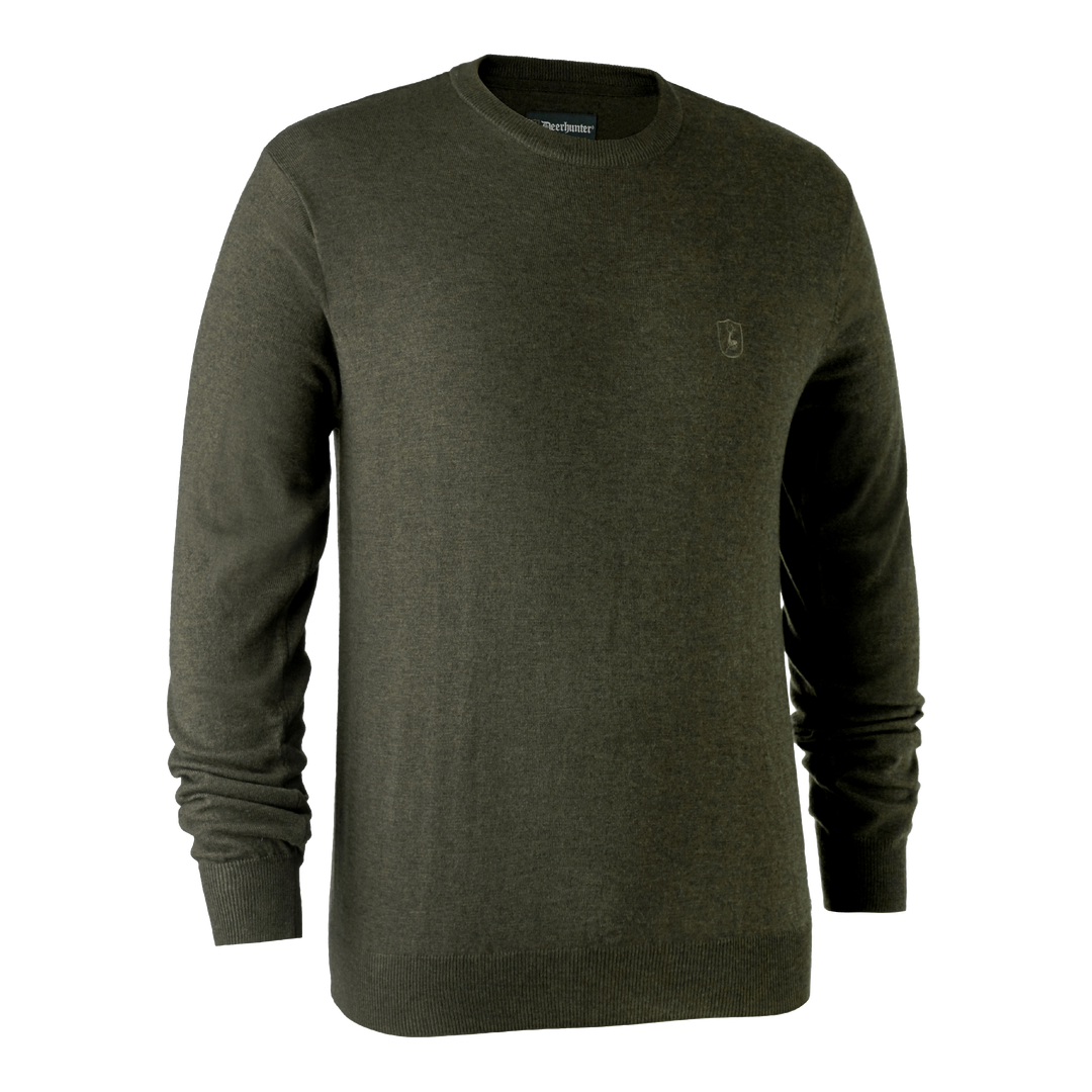 Deerhunter Kingston Knit with O-neck Green Melange 2XL