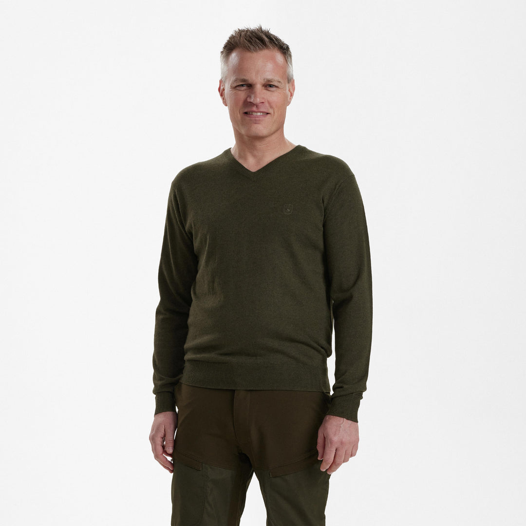 Deerhunter Kingston Knit with V-Neck Green Melange