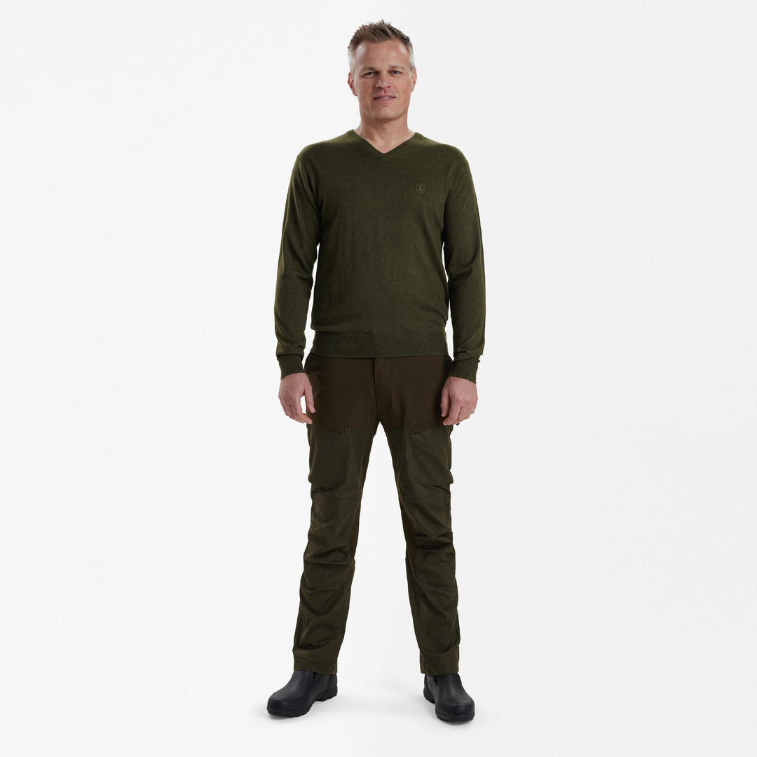 Deerhunter Kingston Knit with V-Neck Green Melange