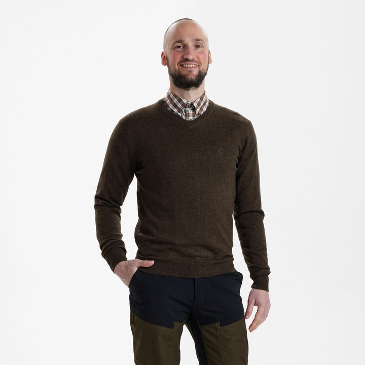 Deerhunter Kingston Knit with V-Neck Dark Elm 2XL