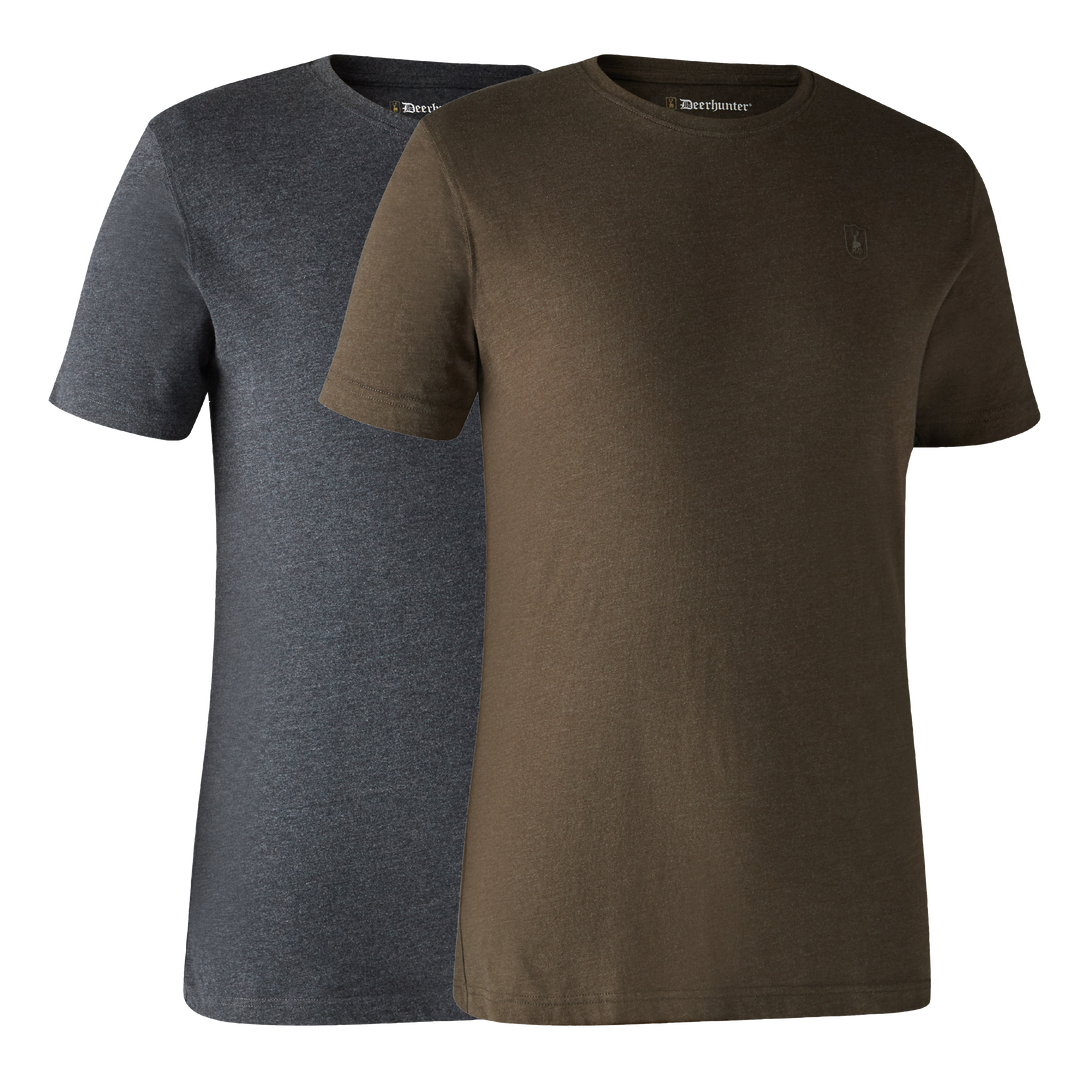 Deerhunter Basic 2-pack T-Shirt Brown Leaf melange