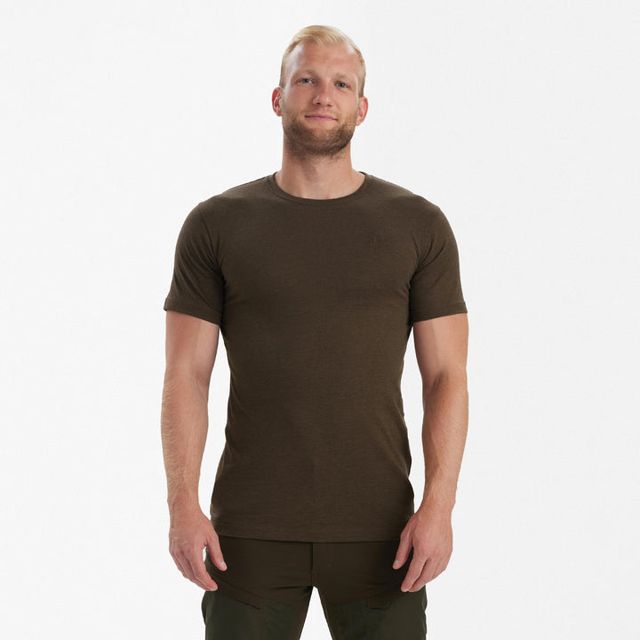 Deerhunter Basic 2-pack T-Shirt Brown Leaf melange 2XL