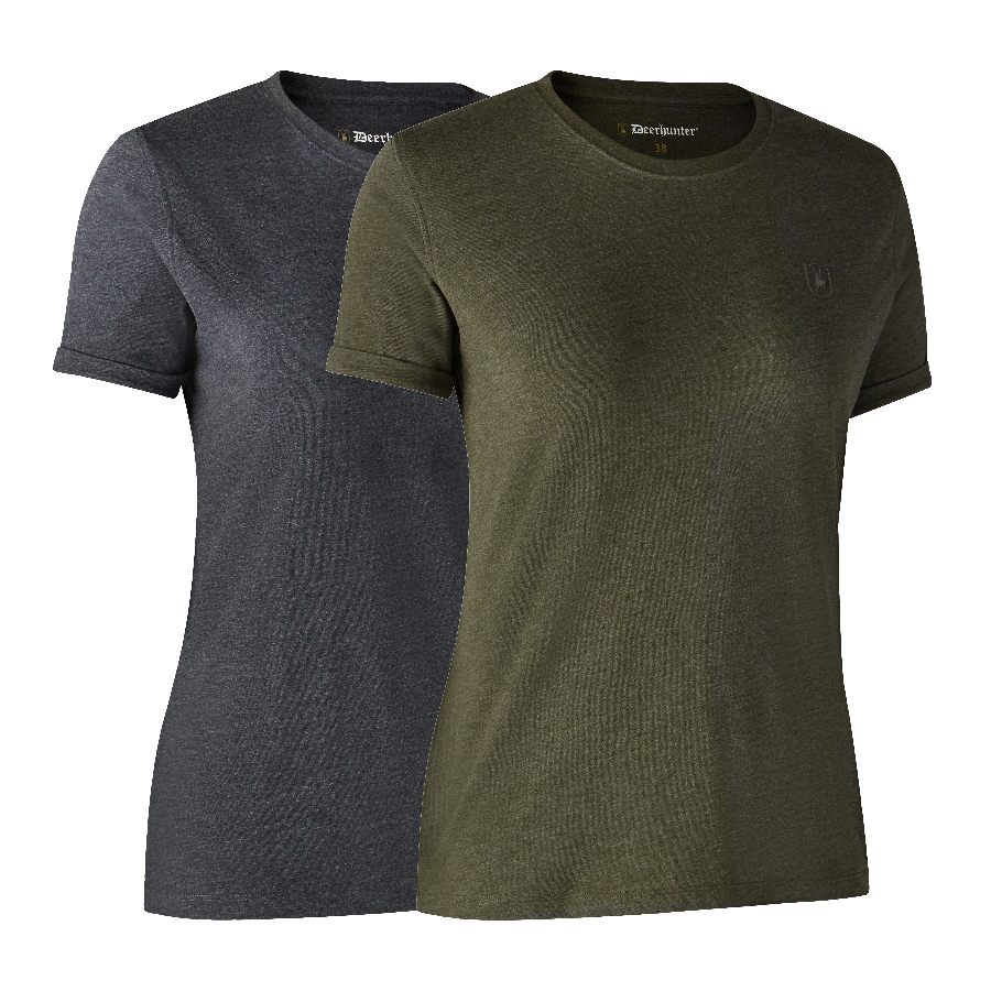 Deerhunter Ladies Basic 2-pack T-shirt Adventure Green mel/Brown Leaf mel.