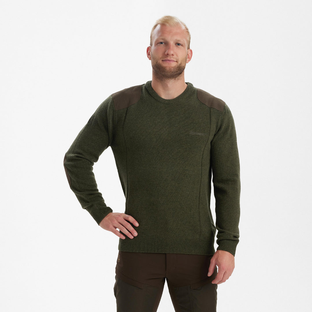 Deerhunter Sheffield Knit with O-neck Green Melange 2XL