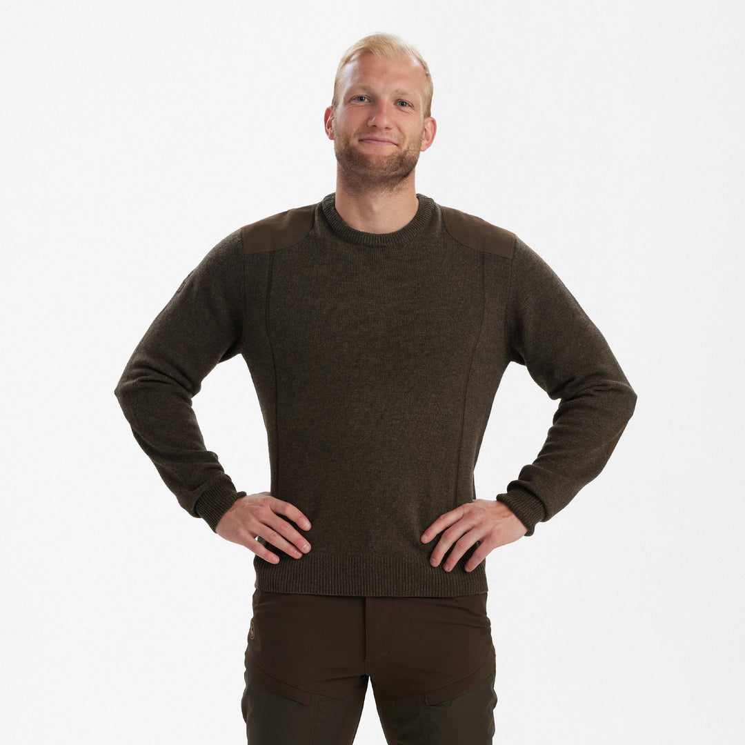 Deerhunter Sheffield Knit with O-neck Dark Elm