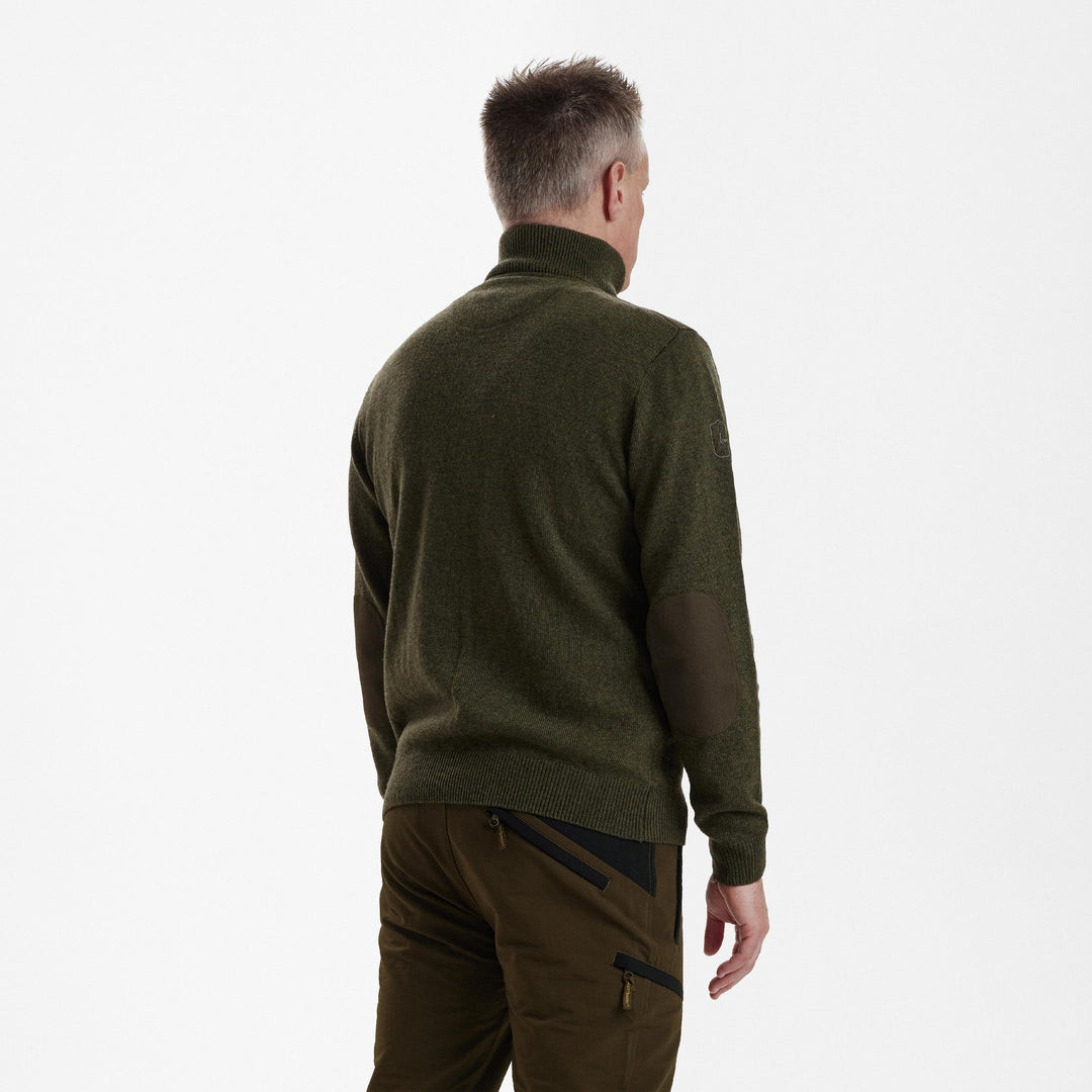 Deerhunter Sheffield Knit with zip-neck Green Melange 2XL