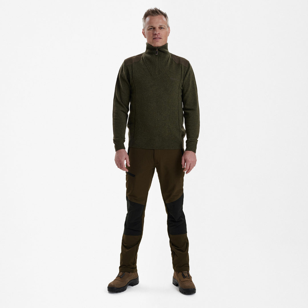 Deerhunter Sheffield Knit with zip-neck Green Melange