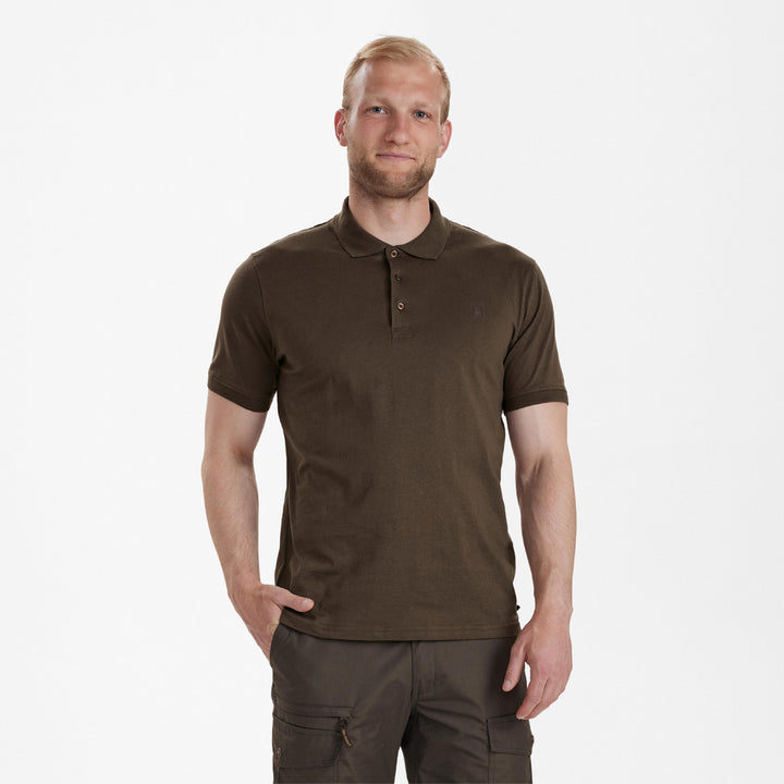 Deerhunter Christian Polo Shirt Brown Leaf