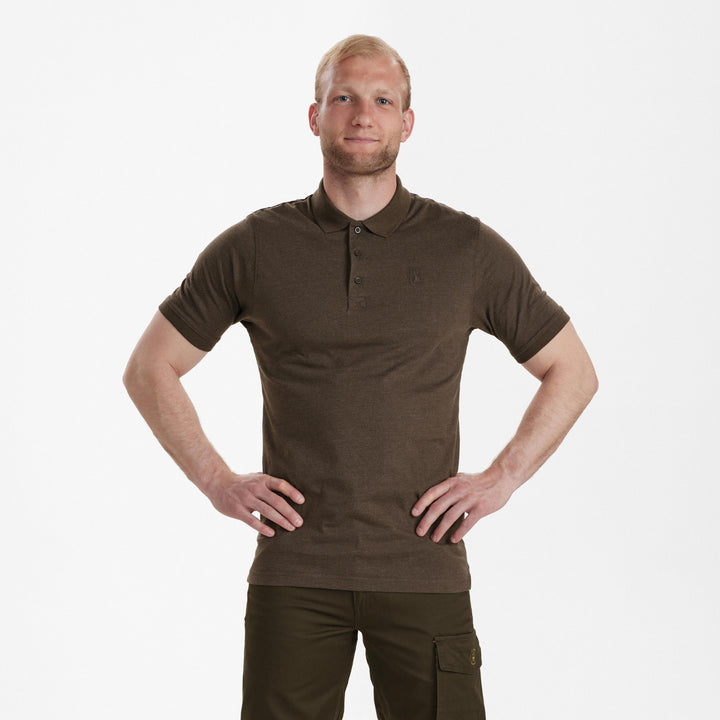 Deerhunter Gunnar Polo Shirt Brown Leaf melange