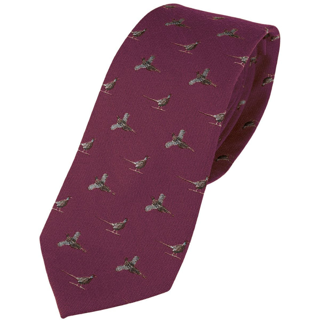 Jack Pyke Silk Tie Pheasant Burgundy