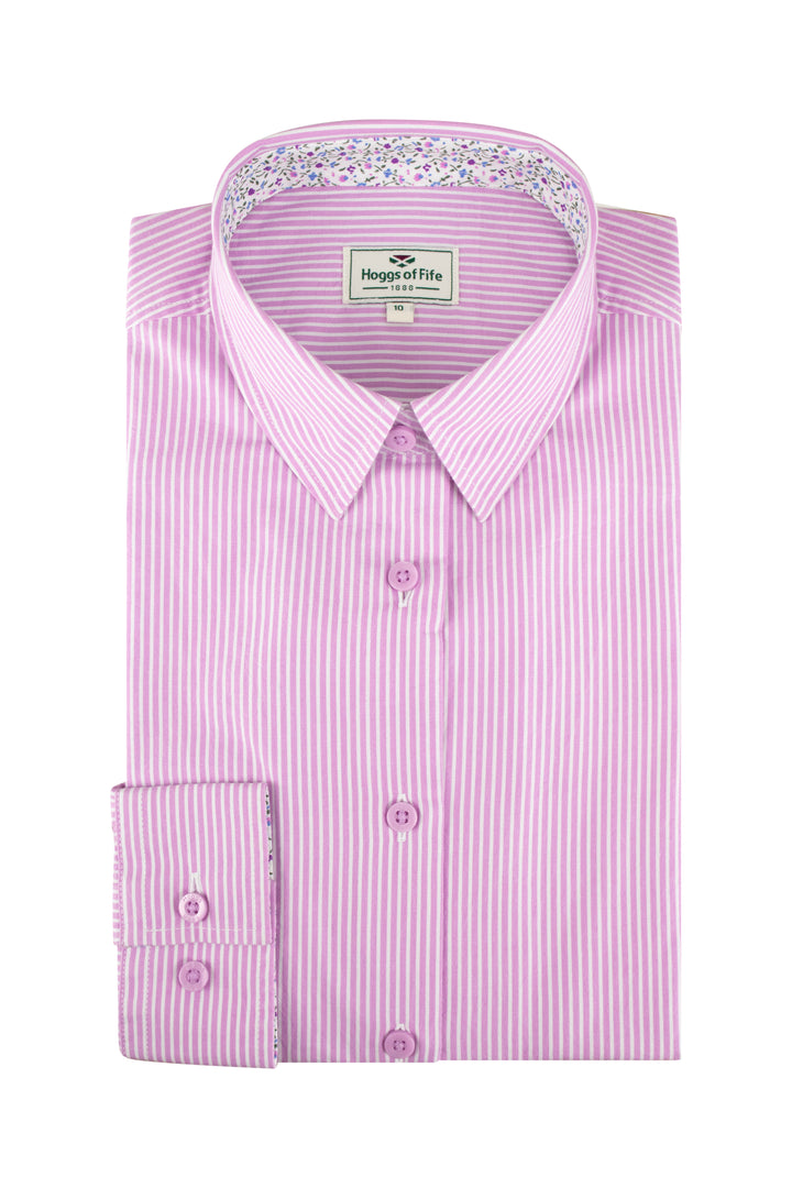 Hoggs Of Fife Bonnie II Ladies Cotton Shirt Lavender Stripe