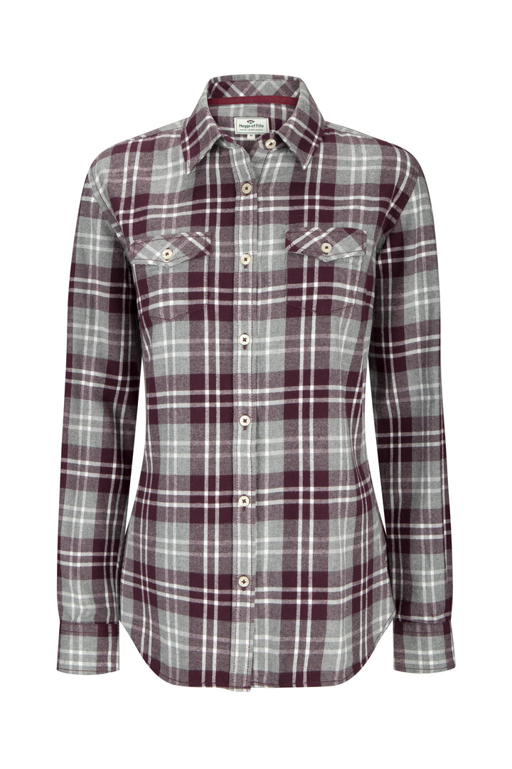 Hoggs Of Fife Eilidh Ladies Flannel Shirt Marled Merlot