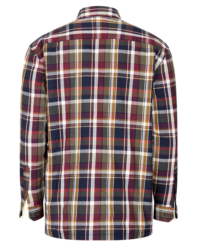 Hoggs Of Fife Arran Microfleece Lined 100% Cotton Shirt Wine/Olive Check