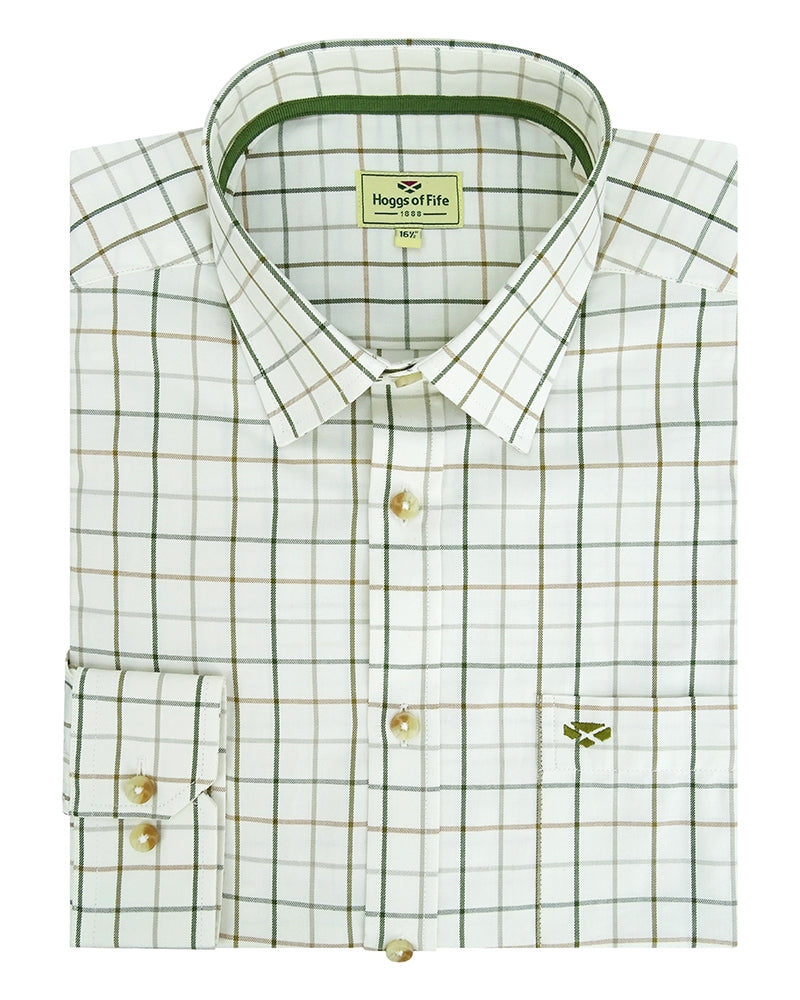 Hoggs Of Fife Balmoral Luxury Tattersall Shirt Green/Brown