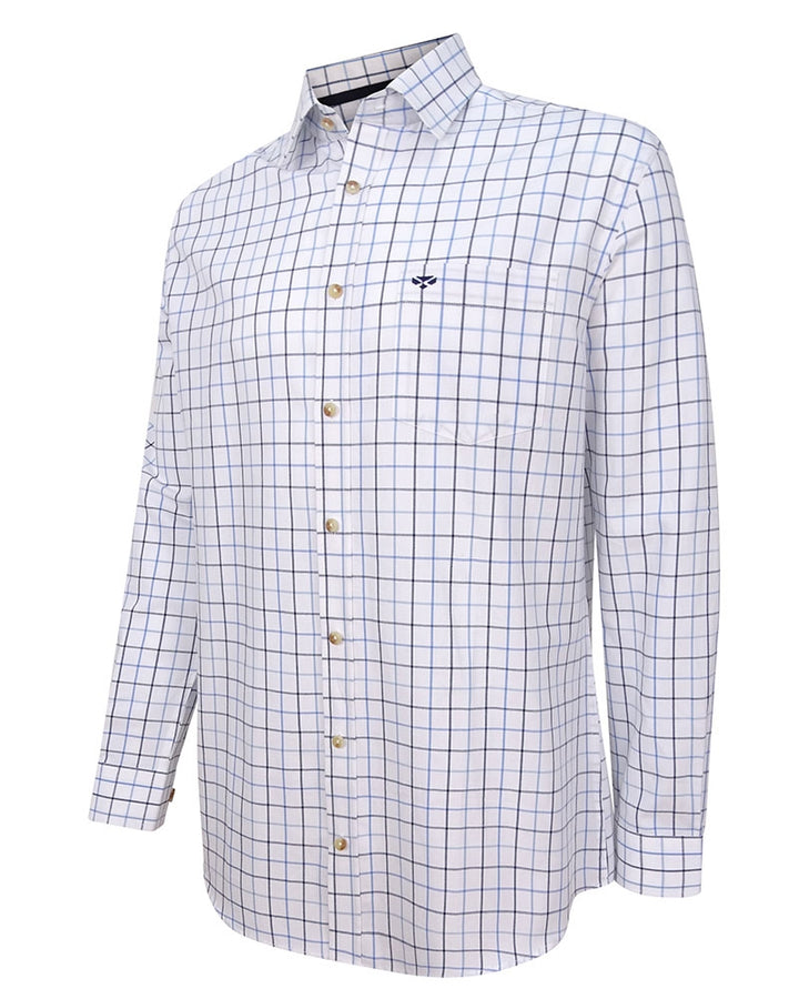 Hoggs Of Fife Viscount Premier Tattersall Shirt White/Navy Check