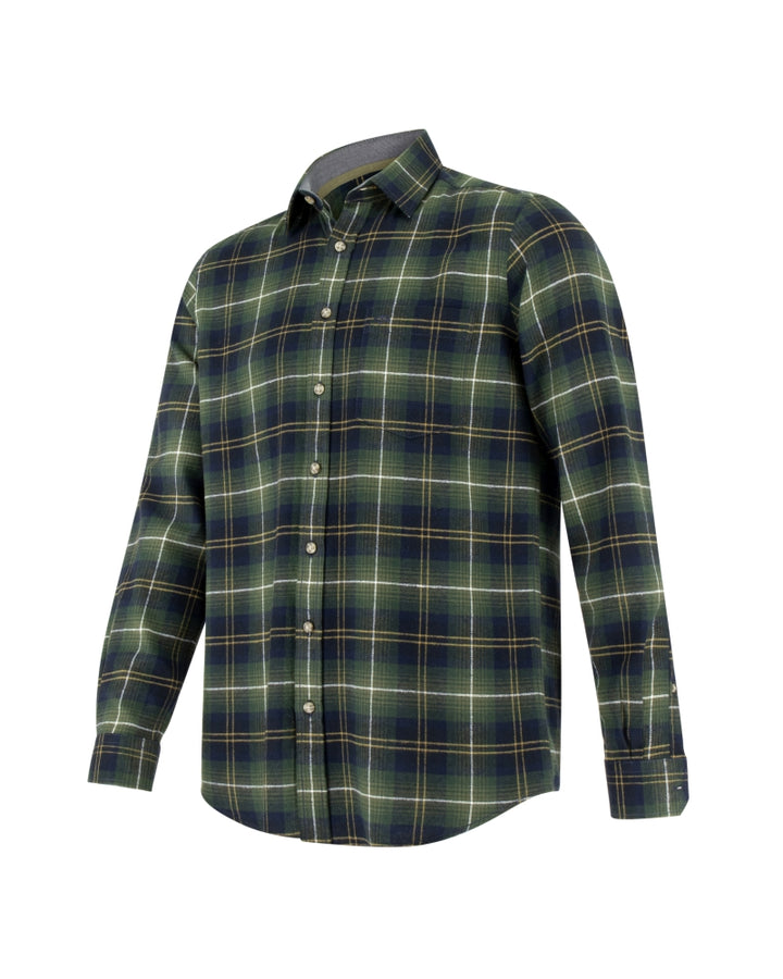 Hoggs Of Fife Pitmedden LS Flannel Check Shirt Green Check