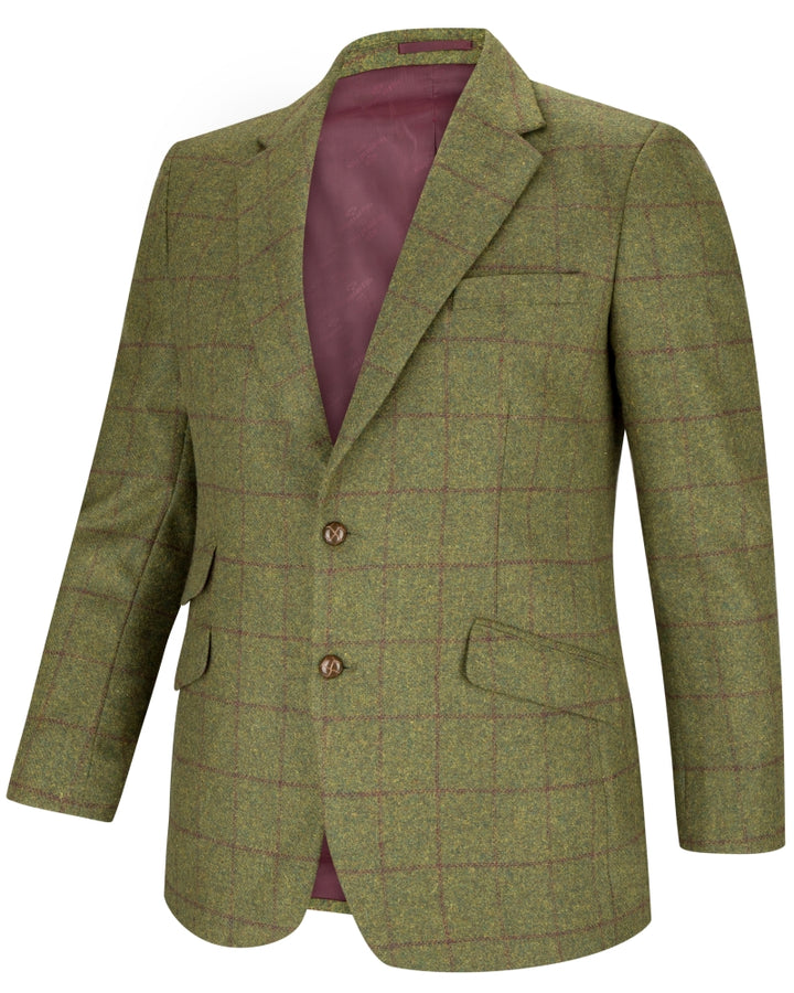 Hoggs Of Fife Tummel Tweed Sports Jacket Olive/Wine