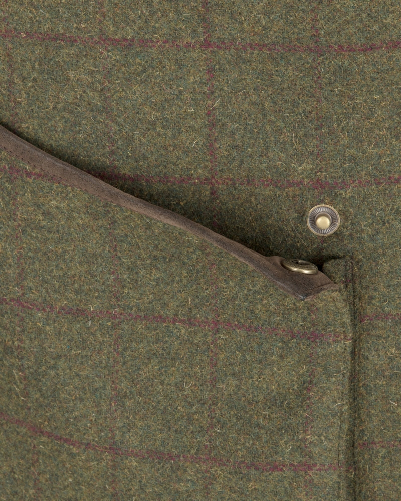 Hoggs Of Fife Tummel Tweed Field Waistcoat Olive/Wine