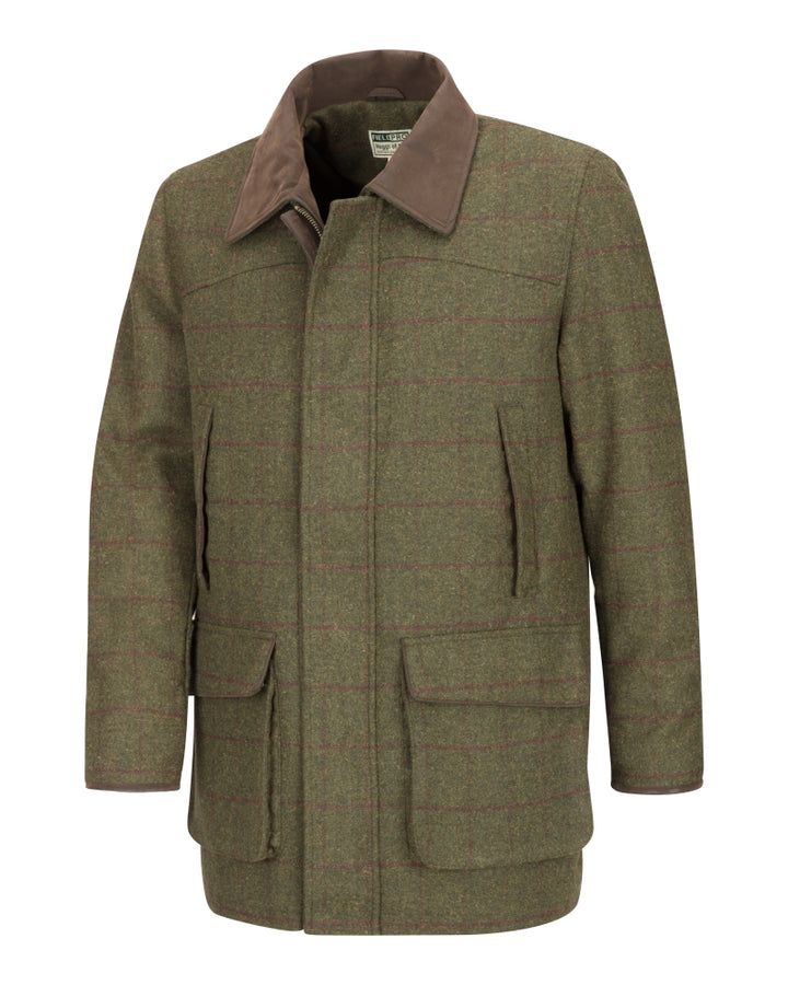 Hoggs Of Fife Tummel Tweed Field Coat Olive/Wine