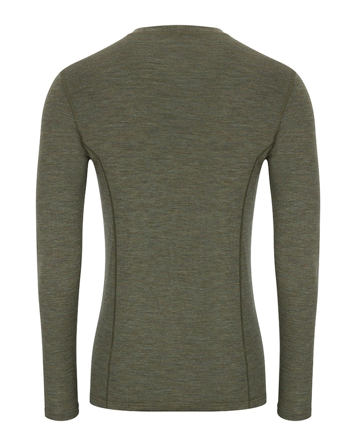 Hoggs Of Fife 100% Merino Wool Crew Neck Base Layer Long Sleeve Green