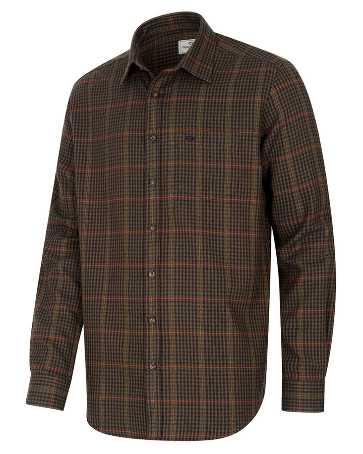 Hoggs Of Fife Harris Cotton/Wool Twill Check Shirt Green