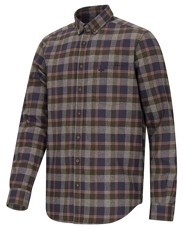 Hoggs Of Fife Kirkwall Brushed Flannel Check Shirt Navy/Green