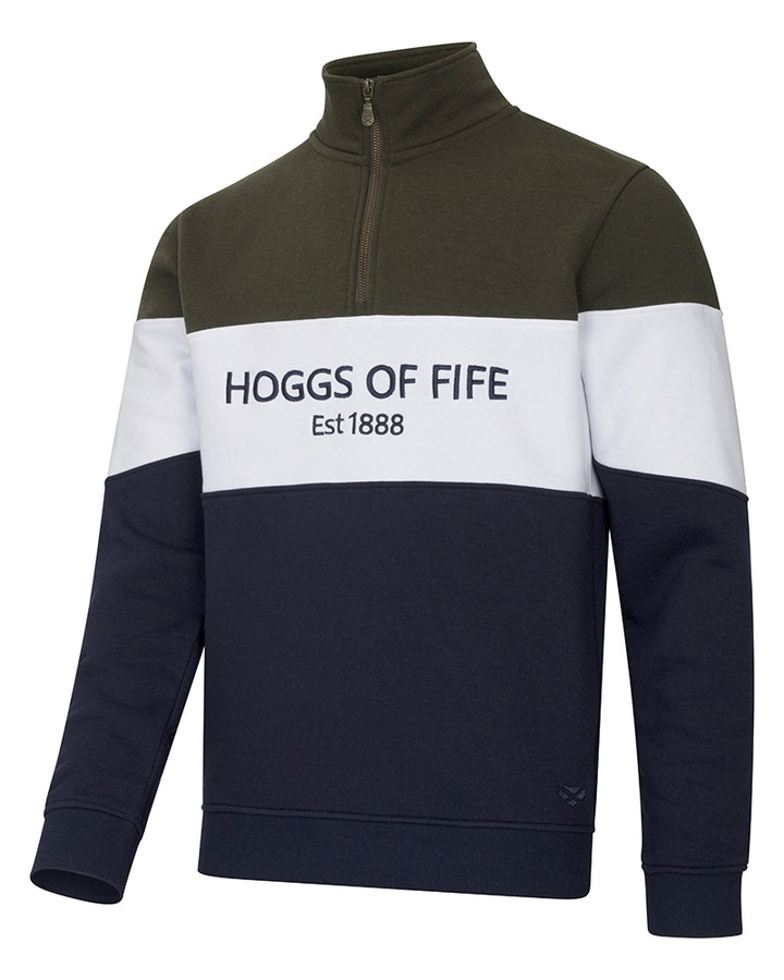 Hoggs Of Fife Dumfries 1888 Gents 1/4 Zip Sweatshirt Forest/White/Navy