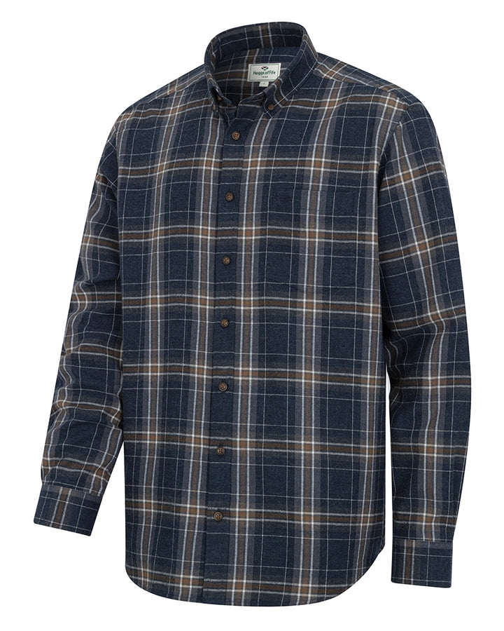 Hoggs Of Fife Pitlessie Button Down Flannel Shirt Blue/Brown/White