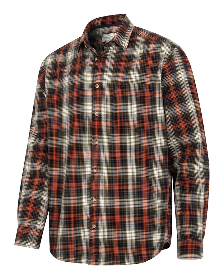 Hoggs Of Fife Tiree Herringbone Check Shirt Rust/Olive/Navy