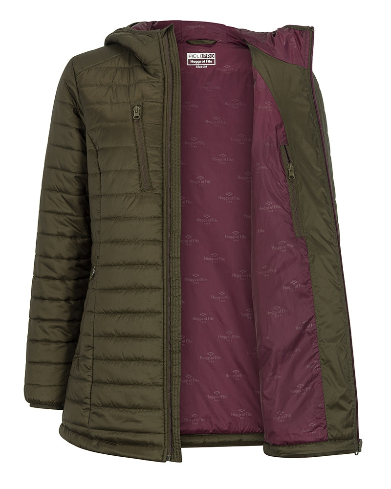 Hoggs Of Fife Kingston Ladies Hooded Jacket Olive/Merlot